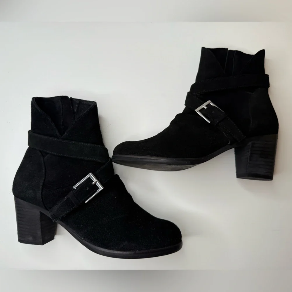 Anthropologie Matisse Harper Black Suede Leather Ankle Boots Women’s 7M Side Zip
